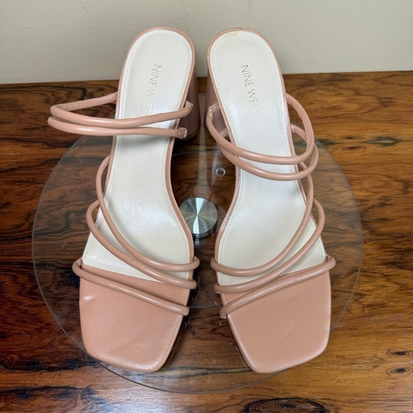 NINE WEST Strappy Open Toe Heel Sandals Platform Block Heels Size 12 - Picture 4 of 15